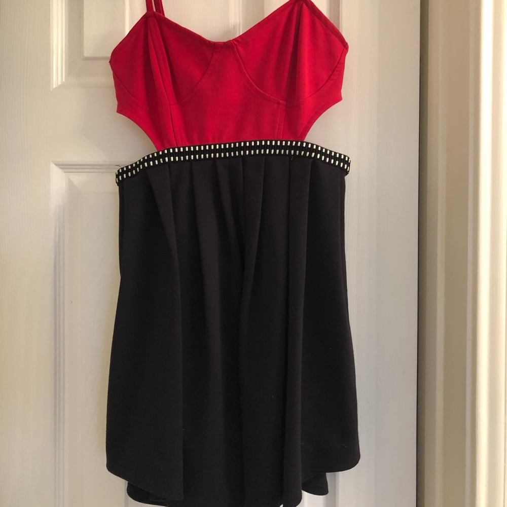 Magenta and navy cut out dress